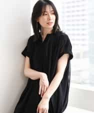 FIEGD17100 OFUON le MK(オフオン　ル　エムケー) キーネックシアーワンピース/洗濯機で洗える/WEB限定サイズあり ブラック