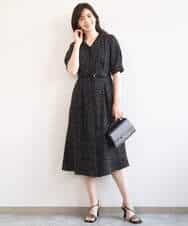 FIEGD19120 OFUON le MK(オフオン　ル　エムケー) ドット柄ウエストタックワンピース/洗濯機で洗える/WEB限定サイズあり モカベージュ