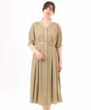 FIEGD19120 OFUON le MK(オフオン　ル　エムケー) ドット柄ウエストタックワンピース/洗濯機で洗える/WEB限定サイズあり モカベージュ