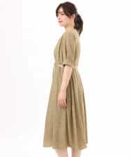 FIEGD19120 OFUON le MK(オフオン　ル　エムケー) ドット柄ウエストタックワンピース/洗濯機で洗える/WEB限定サイズあり モカベージュ