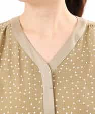 FIEGD19120 OFUON le MK(オフオン　ル　エムケー) ドット柄ウエストタックワンピース/洗濯機で洗える/WEB限定サイズあり モカベージュ