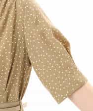 FIEGD19120 OFUON le MK(オフオン　ル　エムケー) ドット柄ウエストタックワンピース/洗濯機で洗える/WEB限定サイズあり モカベージュ