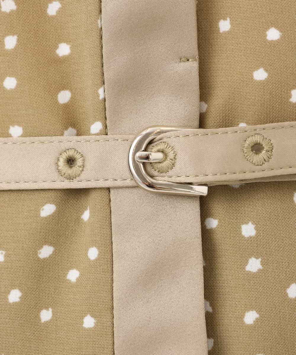 FIEGD19120 OFUON le MK(オフオン　ル　エムケー) ドット柄ウエストタックワンピース/洗濯機で洗える/WEB限定サイズあり モカベージュ