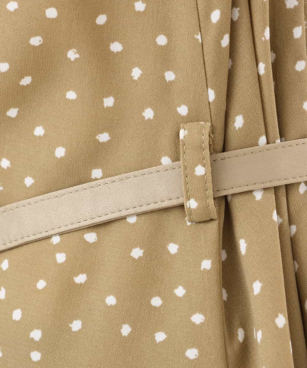 FIEGD19120 OFUON le MK(オフオン　ル　エムケー) ドット柄ウエストタックワンピース/洗濯機で洗える/WEB限定サイズあり モカベージュ