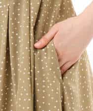 FIEGD19120 OFUON le MK(オフオン　ル　エムケー) ドット柄ウエストタックワンピース/洗濯機で洗える/WEB限定サイズあり モカベージュ