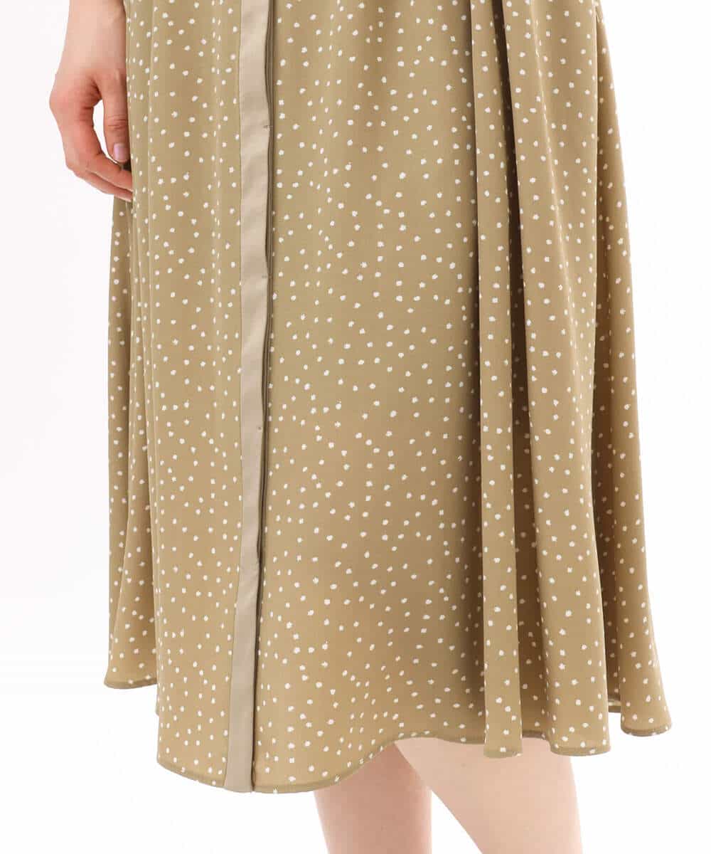 FIEGD19120 OFUON le MK(オフオン　ル　エムケー) ドット柄ウエストタックワンピース/洗濯機で洗える/WEB限定サイズあり モカベージュ