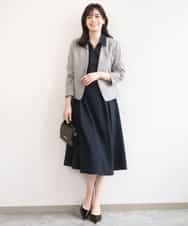 FIEGD22120 OFUON le MK(オフオン　ル　エムケー) 六分袖スキッパーワンピース/UVカット/洗濯機で洗える/WEB限定サイズあり ライトブルー