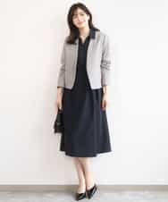 FIEGD22120 OFUON le MK(オフオン　ル　エムケー) 六分袖スキッパーワンピース/UVカット/洗濯機で洗える/WEB限定サイズあり ライトブルー