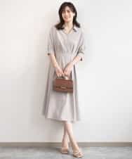 FIEGD22120 OFUON le MK(オフオン　ル　エムケー) 六分袖スキッパーワンピース/UVカット/洗濯機で洗える/WEB限定サイズあり ライトブルー