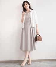 FIEGD22120 OFUON le MK(オフオン　ル　エムケー) 六分袖スキッパーワンピース/UVカット/洗濯機で洗える/WEB限定サイズあり ライトブルー