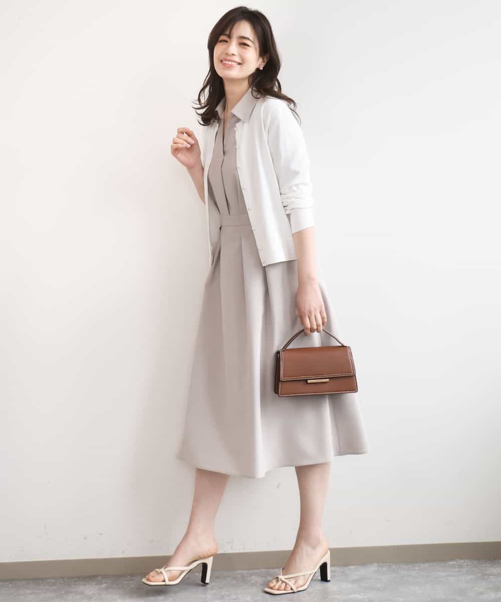 FIEGD22120 OFUON le MK(オフオン　ル　エムケー) 六分袖スキッパーワンピース/UVカット/洗濯機で洗える/WEB限定サイズあり ライトブルー