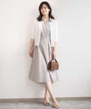 FIEGD22120 OFUON le MK(オフオン　ル　エムケー) 六分袖スキッパーワンピース/UVカット/洗濯機で洗える/WEB限定サイズあり ライトブルー