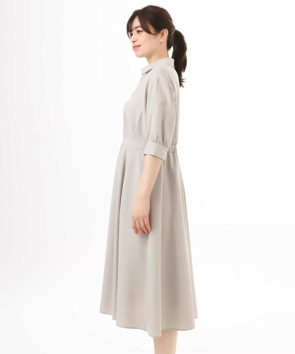 FIEGD22120 OFUON le MK(オフオン　ル　エムケー) 六分袖スキッパーワンピース/UVカット/洗濯機で洗える/WEB限定サイズあり ライトブルー