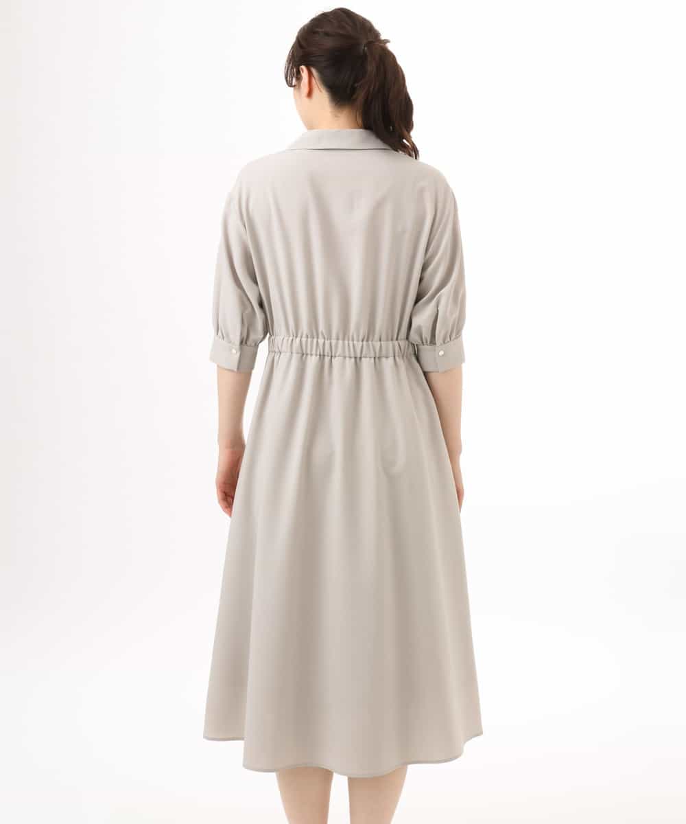 FIEGD22120 OFUON le MK(オフオン　ル　エムケー) 六分袖スキッパーワンピース/UVカット/洗濯機で洗える/WEB限定サイズあり ライトブルー