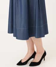 FIEGD24110 OFUON le MK(オフオン　ル　エムケー) 配色ステッチ デニムライクワンピース/洗濯機で洗える/WEB限定サイズあり ネイビー