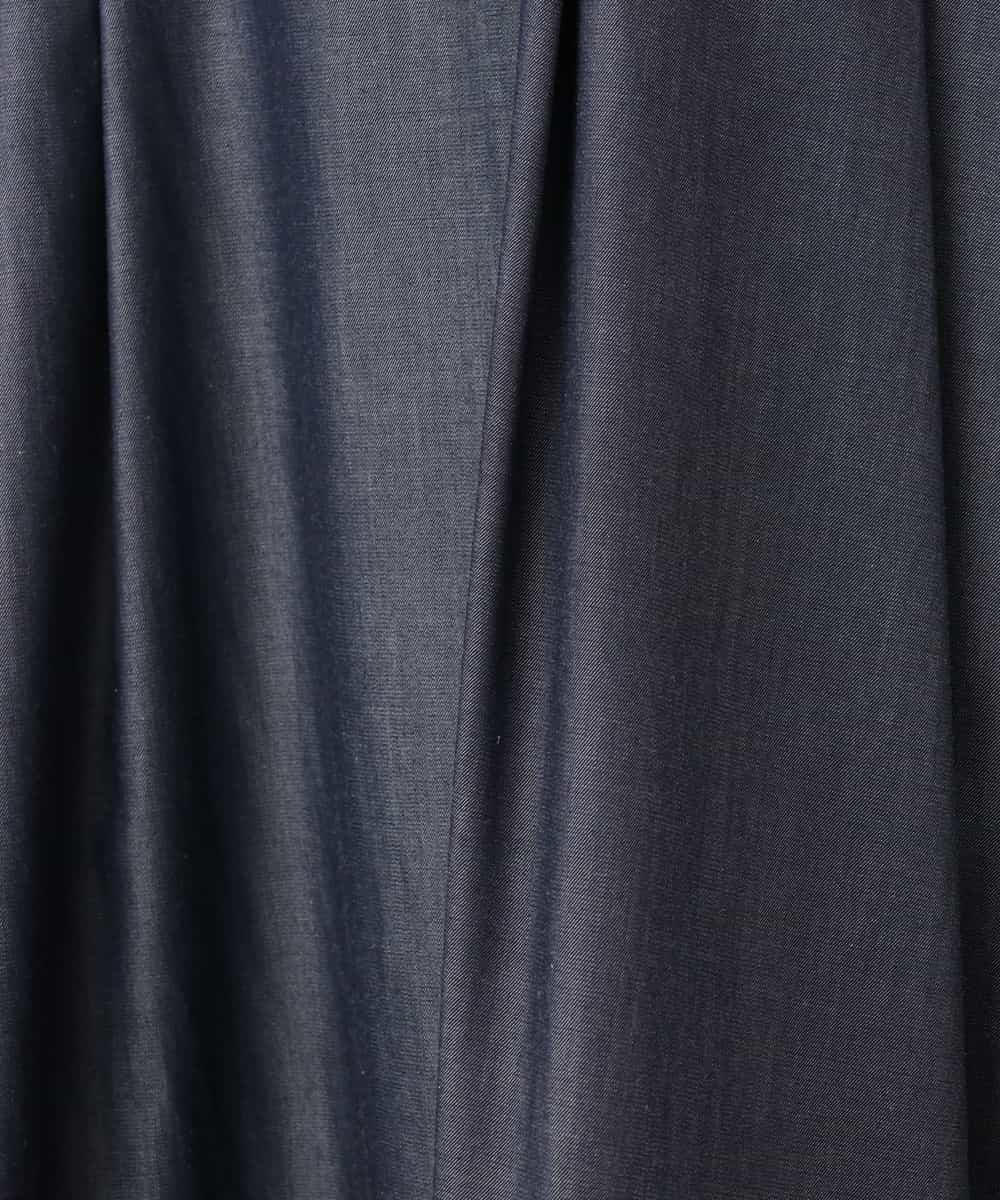 FIEGD24110 OFUON le MK(オフオン　ル　エムケー) 配色ステッチ デニムライクワンピース/洗濯機で洗える/WEB限定サイズあり ネイビー