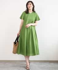 FIEGD44110 OFUON le MK(オフオン　ル　エムケー) VネックAラインシルエットワンピース/洗える/WEB限定カラーサイズあり イエローオレンジ