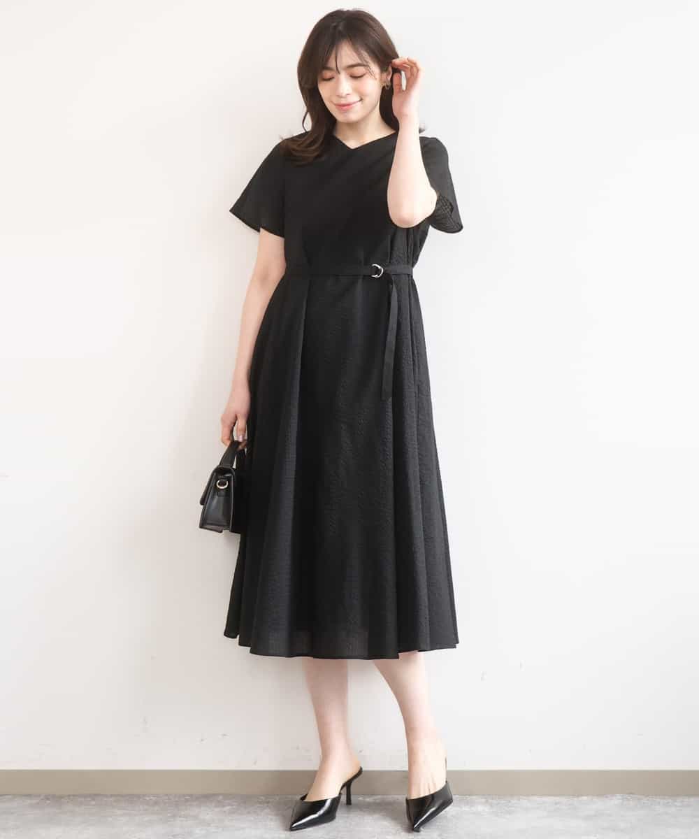 FIEGD44110 OFUON le MK(オフオン　ル　エムケー) VネックAラインシルエットワンピース/洗える/WEB限定カラーサイズあり イエローオレンジ