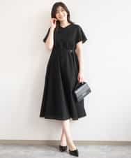 FIEGD44110 OFUON le MK(オフオン　ル　エムケー) VネックAラインシルエットワンピース/洗える/WEB限定カラーサイズあり イエローオレンジ