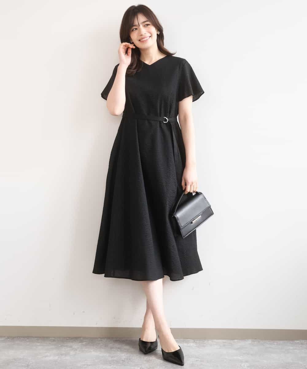 FIEGD44110 OFUON le MK(オフオン　ル　エムケー) VネックAラインシルエットワンピース/洗える/WEB限定カラーサイズあり イエローオレンジ