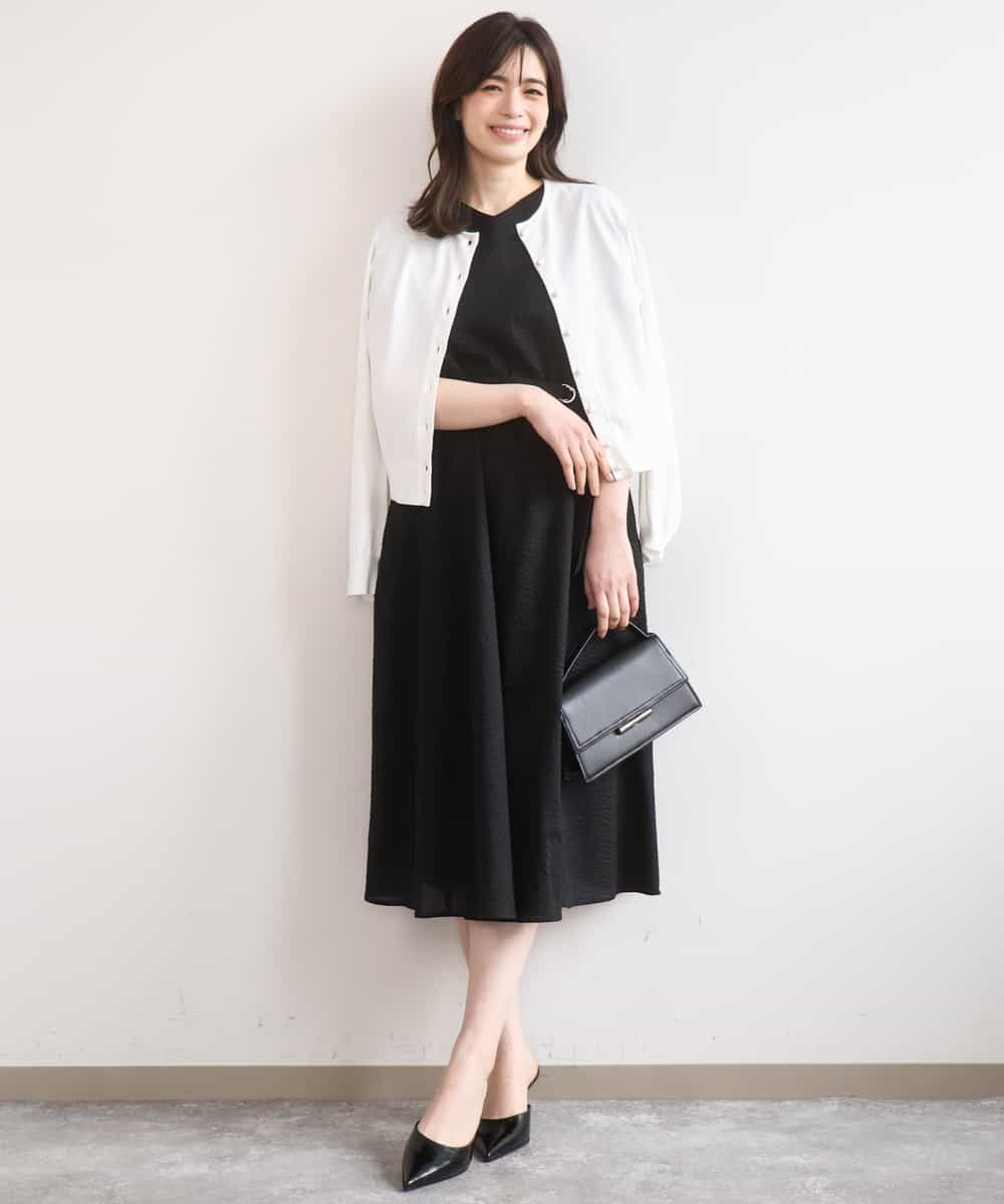 FIEGD44110 OFUON le MK(オフオン　ル　エムケー) VネックAラインシルエットワンピース/洗える/WEB限定カラーサイズあり イエローオレンジ