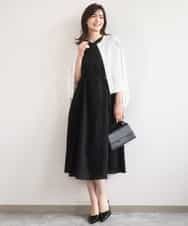 FIEGD44110 OFUON le MK(オフオン　ル　エムケー) VネックAラインシルエットワンピース/洗える/WEB限定カラーサイズあり イエローオレンジ