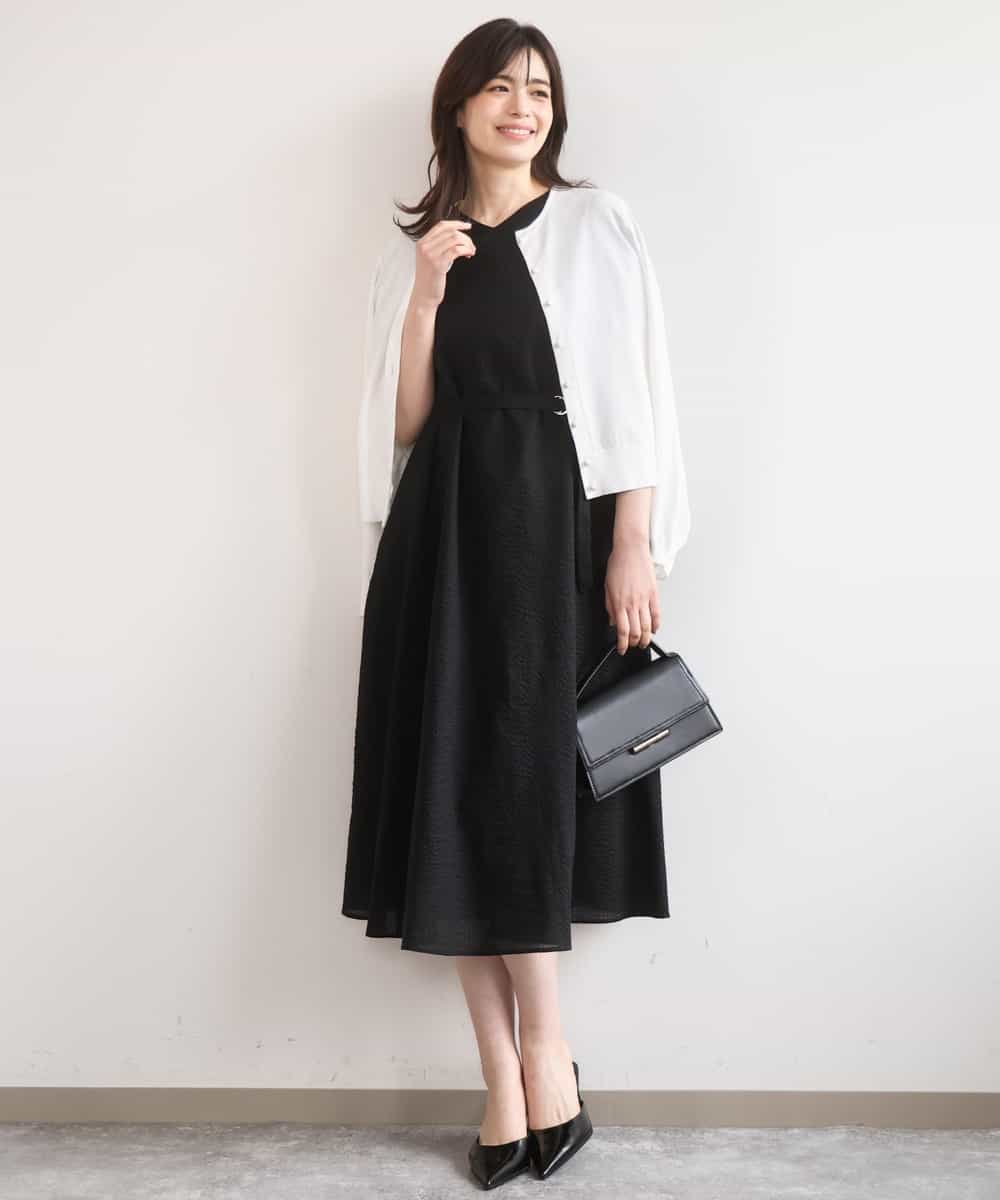 FIEGD44110 OFUON le MK(オフオン　ル　エムケー) VネックAラインシルエットワンピース/洗える/WEB限定カラーサイズあり イエローオレンジ