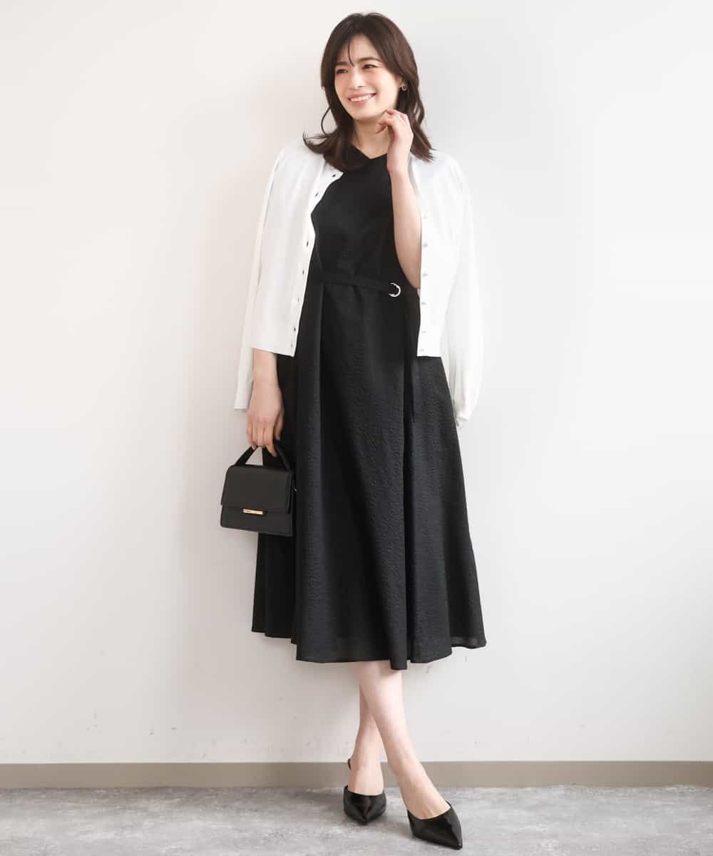 FIEGD44110 OFUON le MK(オフオン　ル　エムケー) VネックAラインシルエットワンピース/洗える/WEB限定カラーサイズあり イエローオレンジ