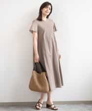 FIEGD44110 OFUON le MK(オフオン　ル　エムケー) VネックAラインシルエットワンピース/洗える/WEB限定カラーサイズあり イエローオレンジ