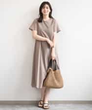 FIEGD44110 OFUON le MK(オフオン　ル　エムケー) VネックAラインシルエットワンピース/洗える/WEB限定カラーサイズあり イエローオレンジ