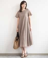 FIEGD44110 OFUON le MK(オフオン　ル　エムケー) VネックAラインシルエットワンピース/洗える/WEB限定カラーサイズあり イエローオレンジ