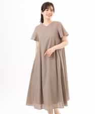 FIEGD44110 OFUON le MK(オフオン　ル　エムケー) VネックAラインシルエットワンピース/洗える/WEB限定カラーサイズあり イエローオレンジ