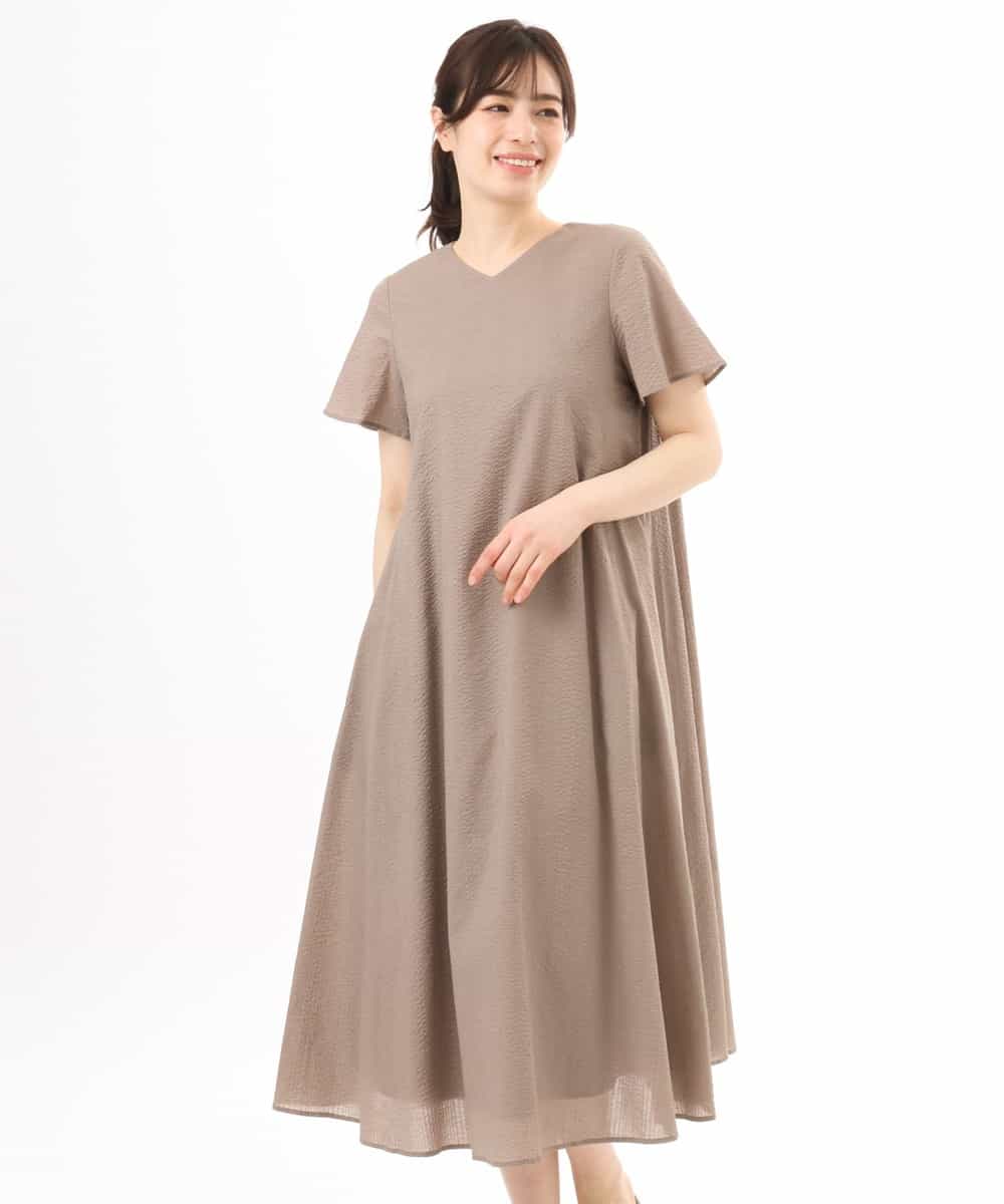 FIEGD44110 OFUON le MK(オフオン　ル　エムケー) VネックAラインシルエットワンピース/洗える/WEB限定カラーサイズあり イエローオレンジ