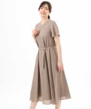 FIEGD44110 OFUON le MK(オフオン　ル　エムケー) VネックAラインシルエットワンピース/洗える/WEB限定カラーサイズあり イエローオレンジ