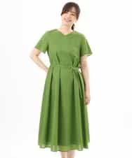 FIEGD44110 OFUON le MK(オフオン　ル　エムケー) VネックAラインシルエットワンピース/洗える/WEB限定カラーサイズあり イエローオレンジ