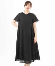 FIEGD44110 OFUON le MK(オフオン　ル　エムケー) VネックAラインシルエットワンピース/洗える/WEB限定カラーサイズあり イエローオレンジ