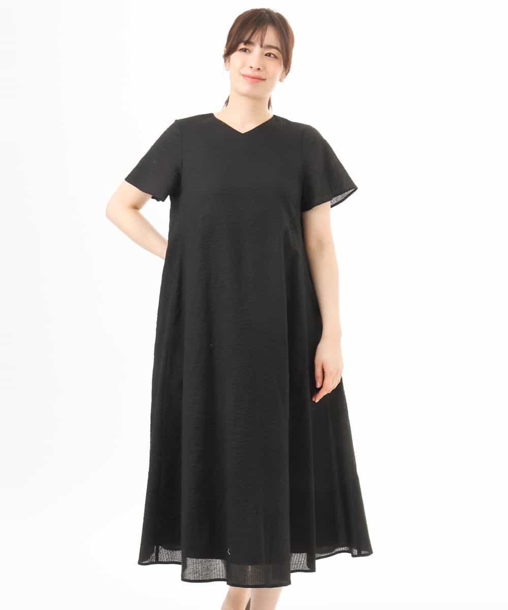 FIEGD44110 OFUON le MK(オフオン　ル　エムケー) VネックAラインシルエットワンピース/洗える/WEB限定カラーサイズあり イエローオレンジ