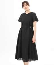 FIEGD44110 OFUON le MK(オフオン　ル　エムケー) VネックAラインシルエットワンピース/洗える/WEB限定カラーサイズあり イエローオレンジ