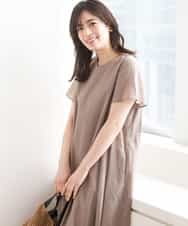 FIEGD44110 OFUON le MK(オフオン　ル　エムケー) VネックAラインシルエットワンピース/洗える/WEB限定カラーサイズあり モカ