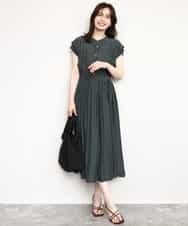 FIEGD52110 OFUON le MK(オフオン　ル　エムケー) フロントボタンベルト付きワンピース/洗える/WEB限定 ブルー