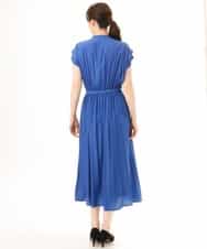 FIEGD52110 OFUON le MK(オフオン　ル　エムケー) フロントボタンベルト付きワンピース/洗える/WEB限定 ブルー