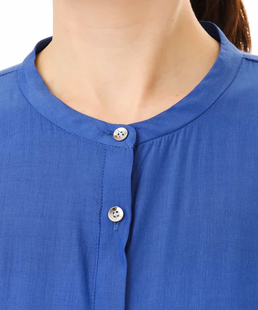 FIEGD52110 OFUON le MK(オフオン　ル　エムケー) フロントボタンベルト付きワンピース/洗える/WEB限定 ブルー