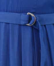 FIEGD52110 OFUON le MK(オフオン　ル　エムケー) フロントボタンベルト付きワンピース/洗える/WEB限定 ブルー