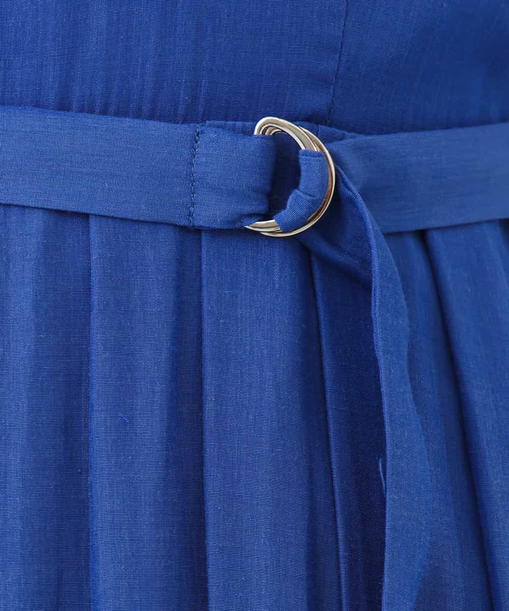 FIEGD52110 OFUON le MK(オフオン　ル　エムケー) フロントボタンベルト付きワンピース/洗える/WEB限定 ブルー