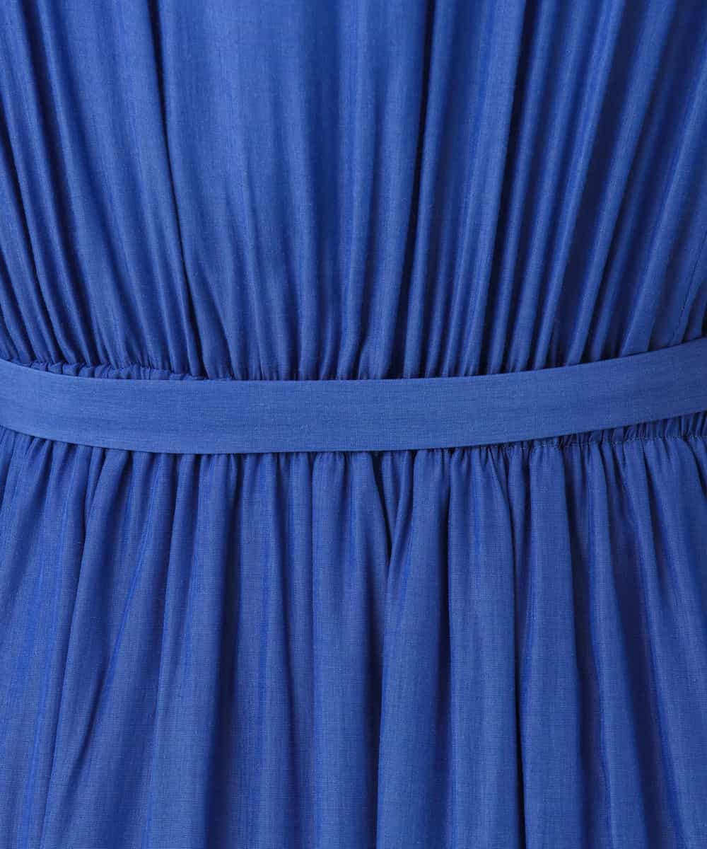 FIEGD52110 OFUON le MK(オフオン　ル　エムケー) フロントボタンベルト付きワンピース/洗える/WEB限定 ブルー