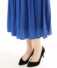 FIEGD52110 OFUON le MK(オフオン　ル　エムケー) フロントボタンベルト付きワンピース/洗える/WEB限定 ブルー