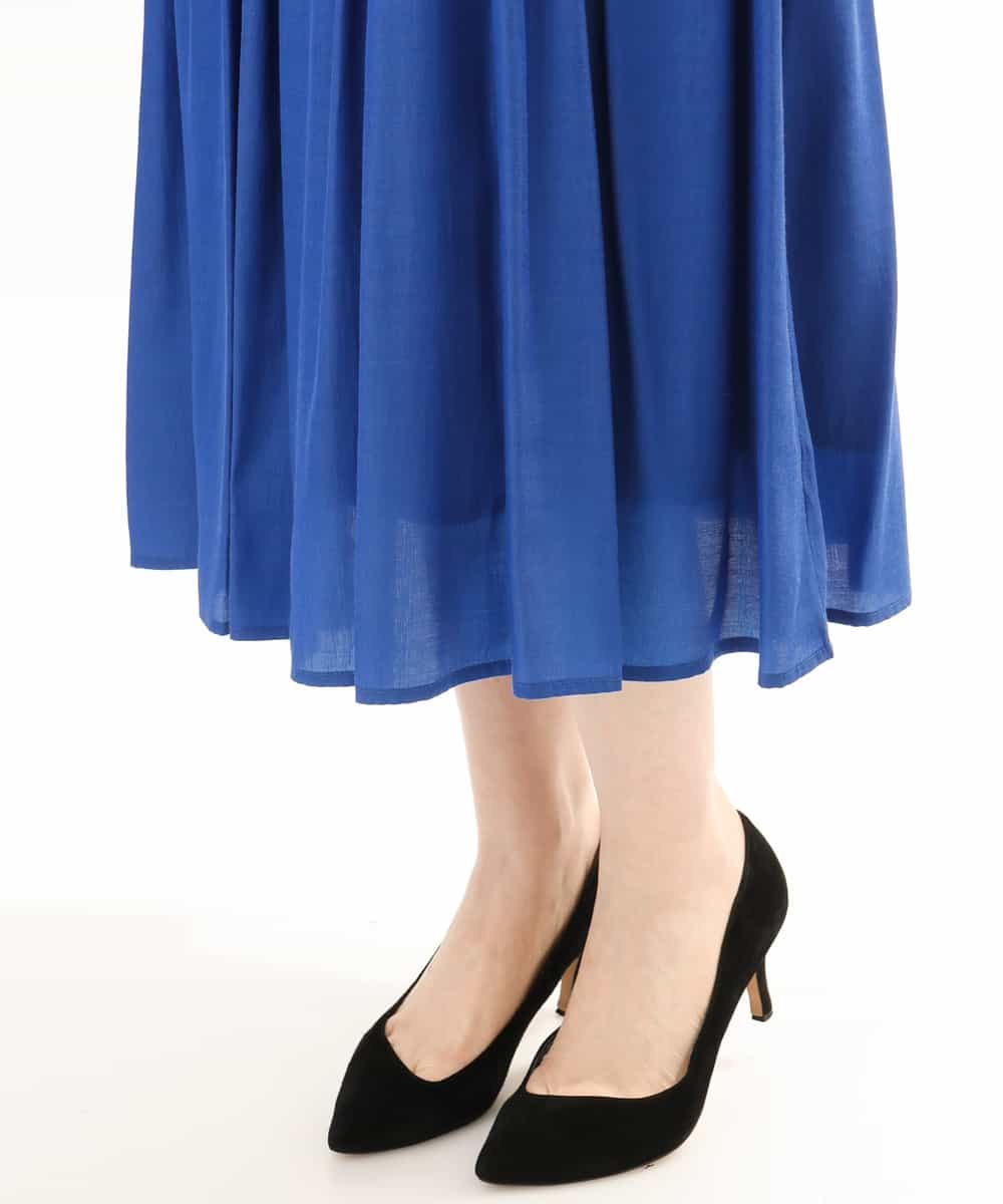 FIEGD52110 OFUON le MK(オフオン　ル　エムケー) フロントボタンベルト付きワンピース/洗える/WEB限定 ブルー