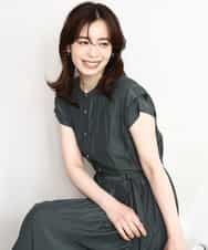 FIEGD52110 OFUON le MK(オフオン　ル　エムケー) フロントボタンベルト付きワンピース/洗える/WEB限定 ダークグレー