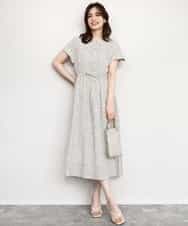 FIEGD53110 OFUON le MK(オフオン　ル　エムケー) 幾何ドットフレアワンピース/洗濯機で洗える/WEB限定 ネイビー