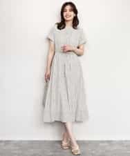 FIEGD53110 OFUON le MK(オフオン　ル　エムケー) 幾何ドットフレアワンピース/洗濯機で洗える/WEB限定 ネイビー